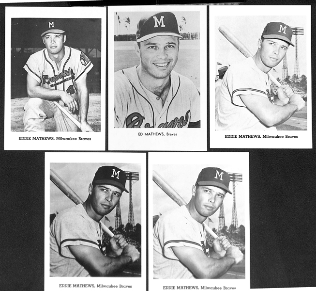 1950s-1960s Jay Publishing 5x7 Picture Lot - (8) Killebrew, (4) Kaline, (5) Eddie Mathews